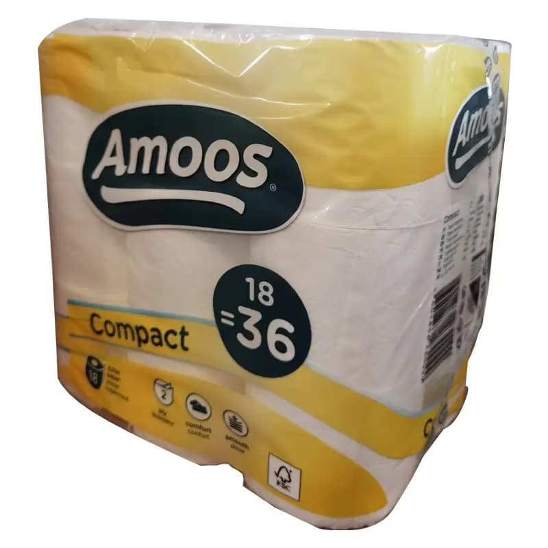Papel Higiénico Amoos Compact 2F emb.18 Rolos