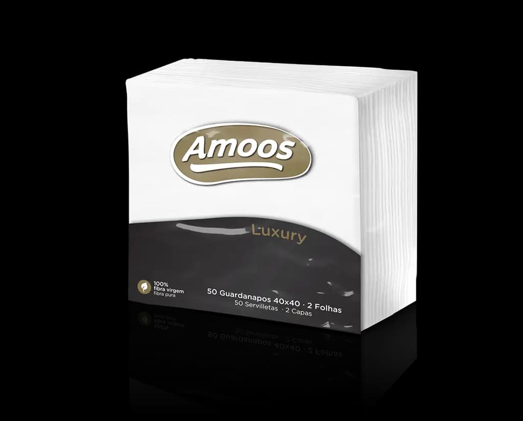 Guardanapos Amoos Luxury 2F Branco 40x40 emb.50UN